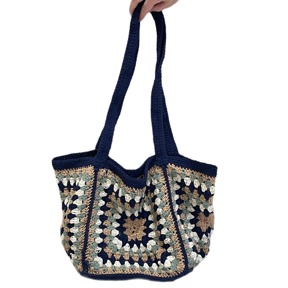 Women's Large Capacity Straw Single Grandma Plaid Women's Shoulder Bag