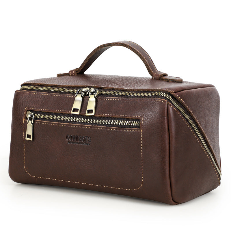 Angel Full Grain Top Layer Cowhide Unisex Multifunctional Storage Real Makeup Bag