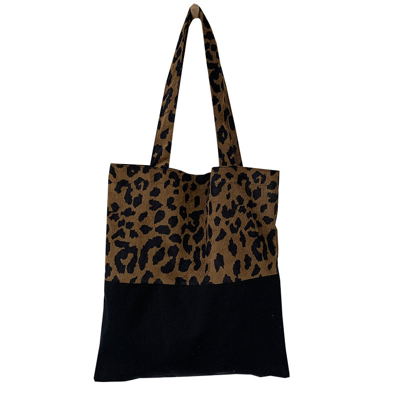 Women's Leopard Print Canvas Large Capacity Artistic Shoulder Bags