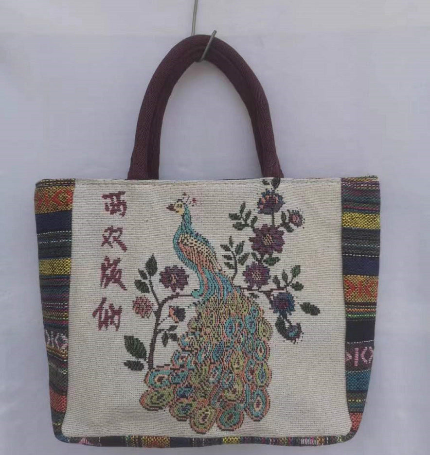 Large Capacity Double Sided Embroidery Elephant Shoulder Bags