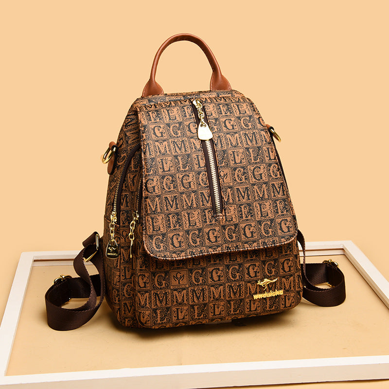 Women's Korean Soft Leather Fashion Slanted Backpacks