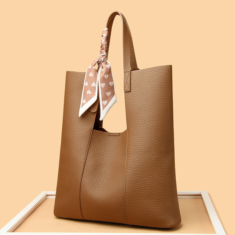 Women's Large Capacity Lychee Pattern Commuter Portable Shoulder Bags