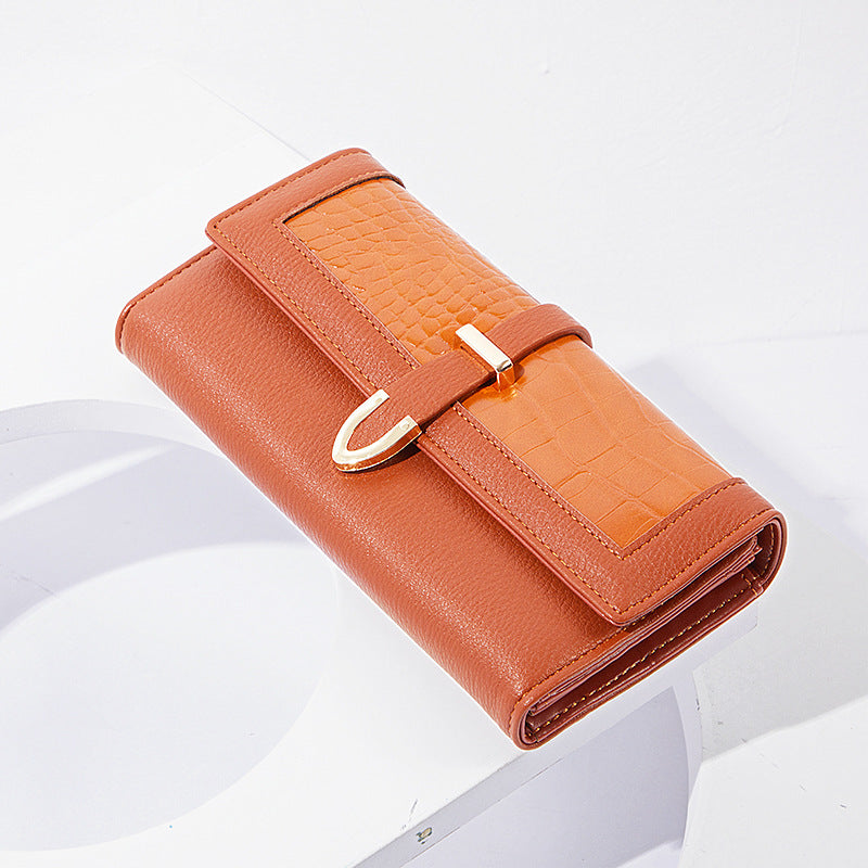 Women's Long Three-fold Crocodile Pattern Lady's Ladies Wallets