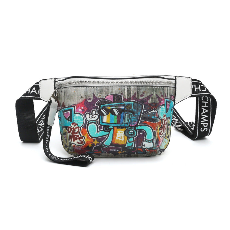 Women's Iti Printed Little Bear Pattern Contrast Crossbody Bags