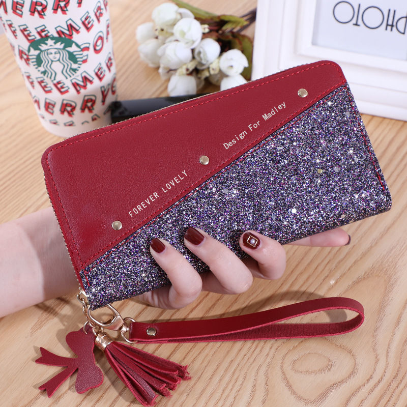 Women's Korean Stitching Contrast Color Tassel Wild Bags