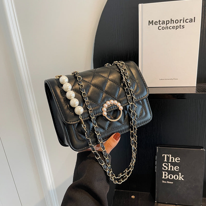 Women's Summer Mini Trendy Pearl Chain White Shoulder Bags