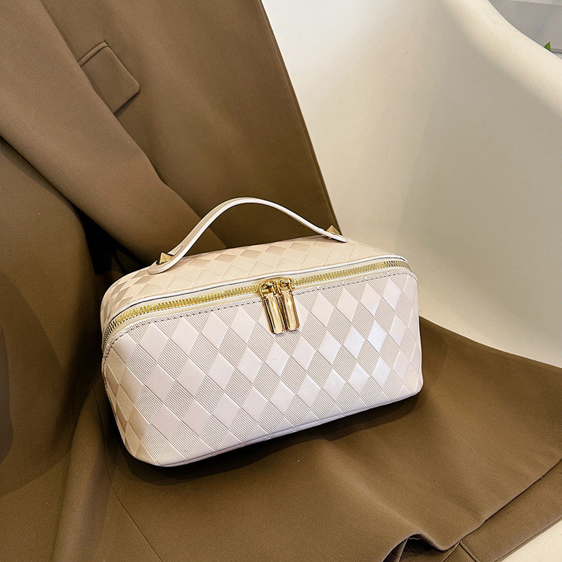 Diamond Leather Tile Cosmetics Storage Portable Cosmetic Bags