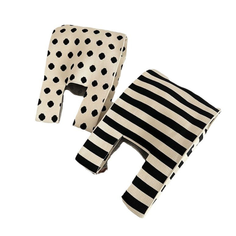 Women's Large Capacity Striped Knitted Portable Storage Korean Style Handbags