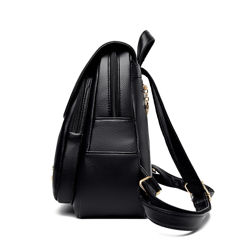 Simple Soft Leather Large Capacity Double Backpacks