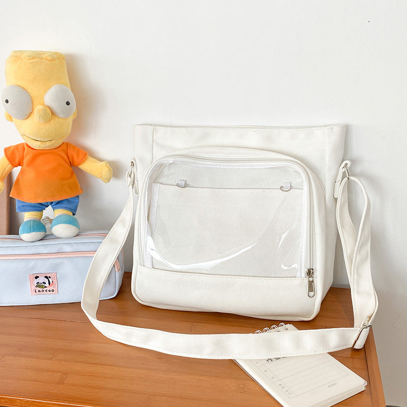Women's Daily Minority Simple Transparent Basic Cartoon Doll Large Crossbody Bags