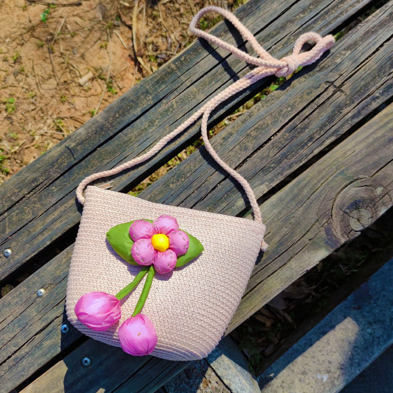 Children's Summer Weaving Straw Cute Mobile Western Phone Bags