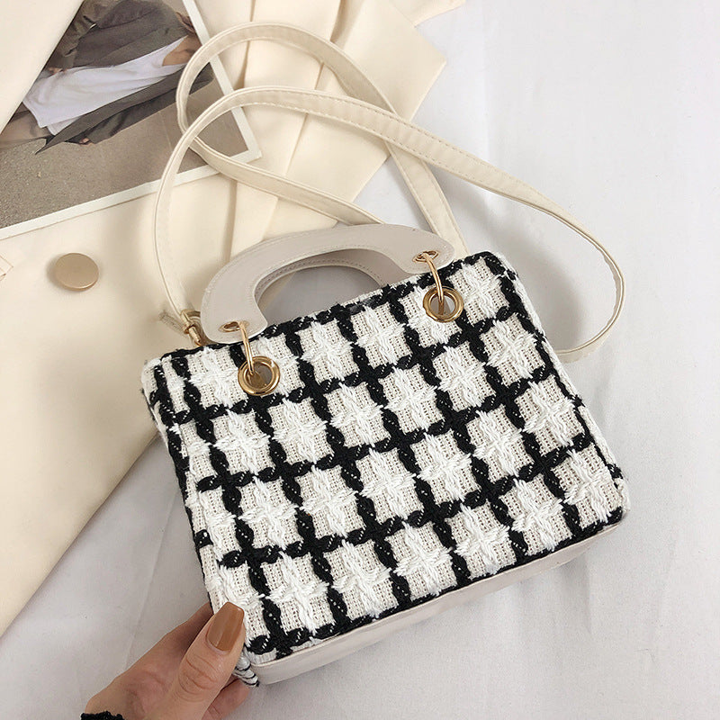 Fashion Woolen Plaid Western Style Texture Crossbody Bags