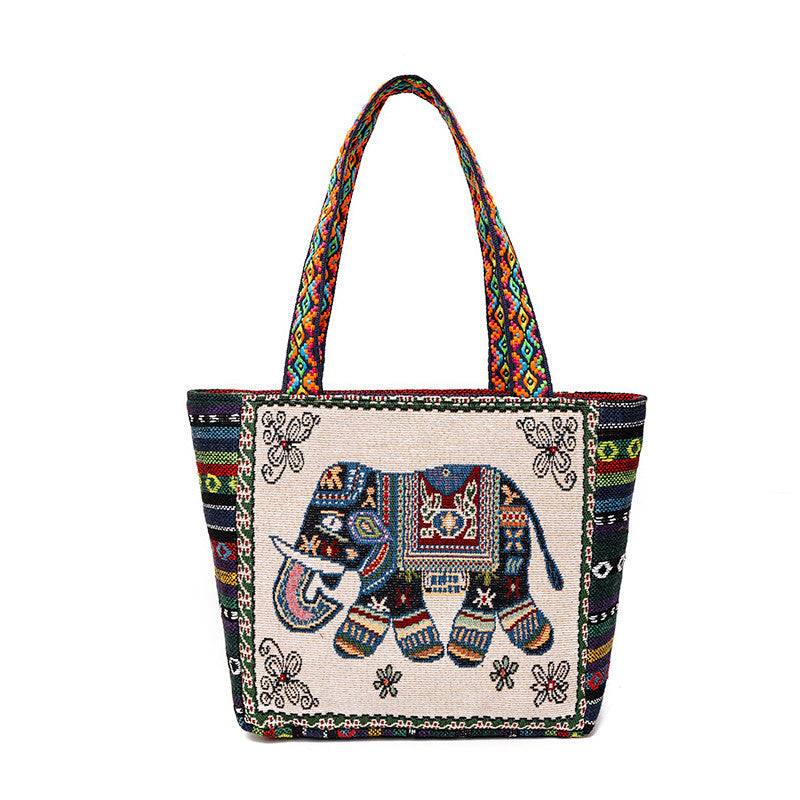Women's Style Canvas Outing Double-sided Woven Durable Handbags