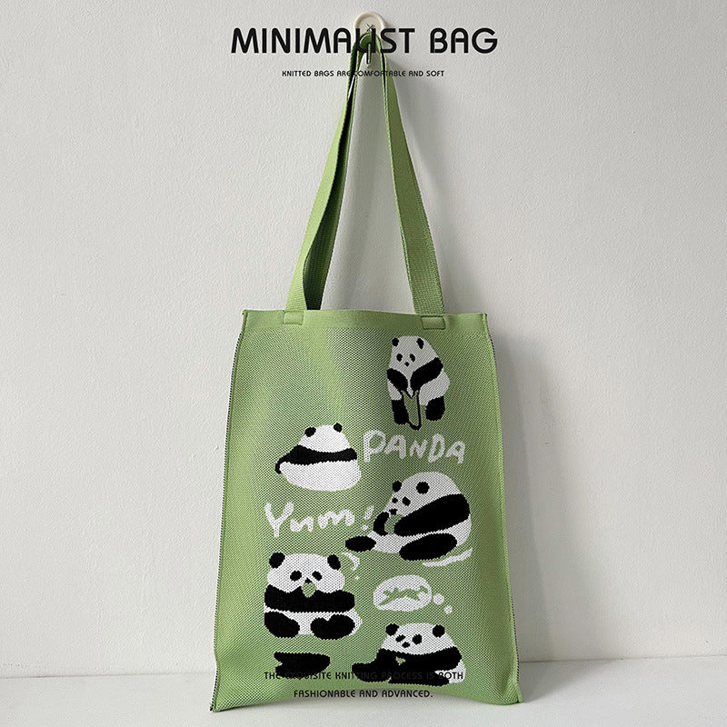 Design Cute Panda Knitted Korean Style Shoulder Bags