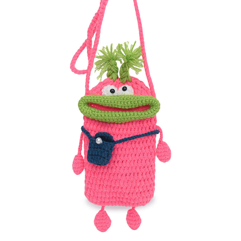 Women's Finished Sausage Mouth Mobile Wool Knitted Shoulder Bags