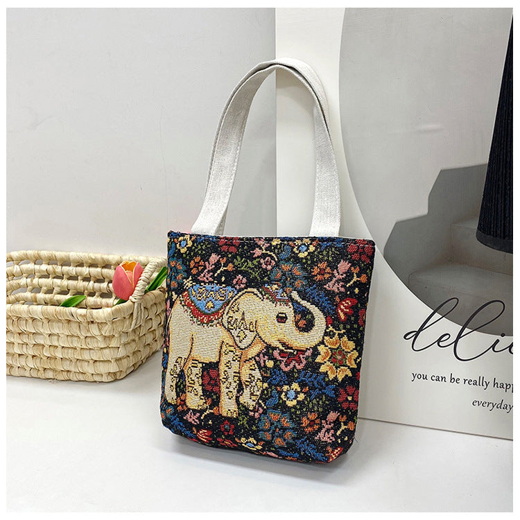 Gold Silk Double-sided Embroidered Ethnic Style Handbags