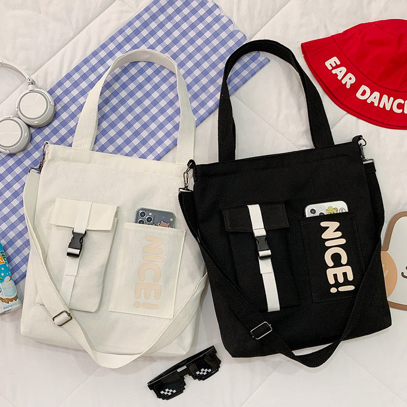 Canvas Female Class Korean Fashion Letter Shoulder Bags