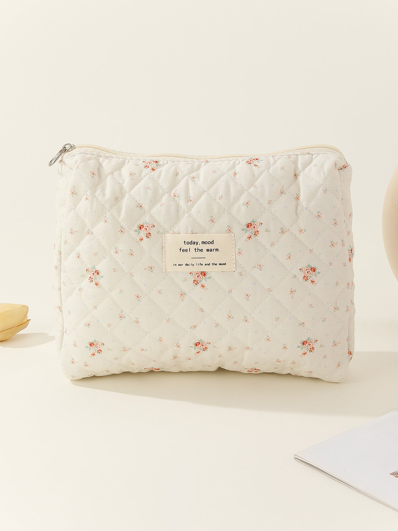 Capacity Liner Floral Storage Carrying Quilted Cosmetic Bags