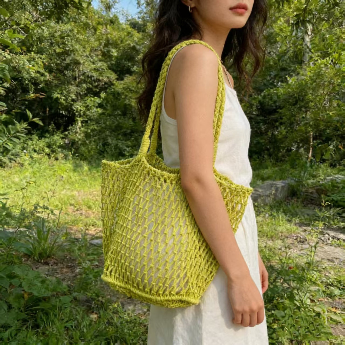 Thread Woven Large Capacity Mesh Hollow Handmade Fashion Bags
