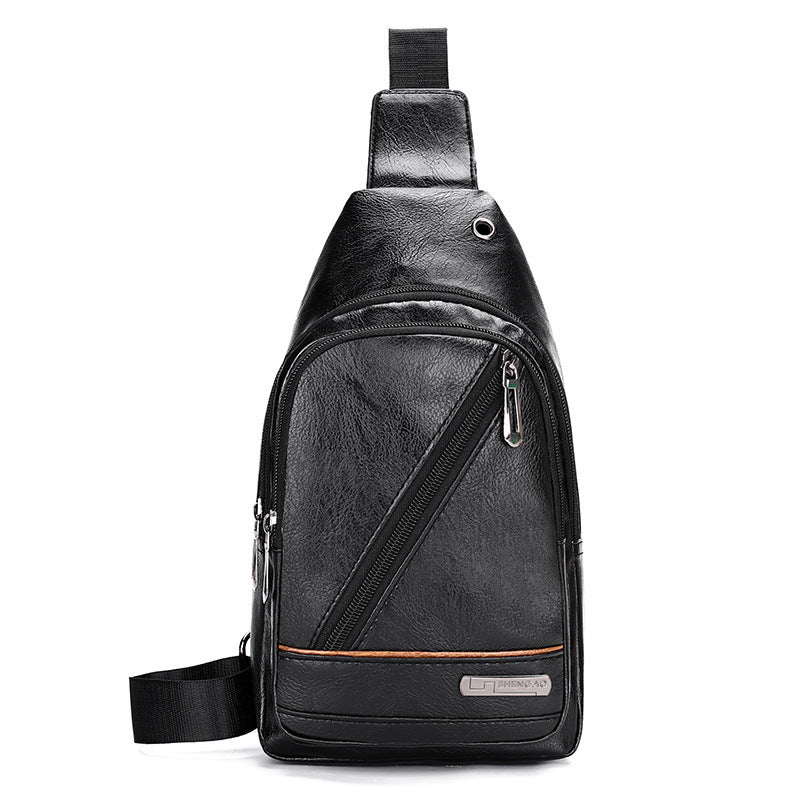 Men's Fashion Simple Waterproof Leisure Leather Business Men's Chest Bags