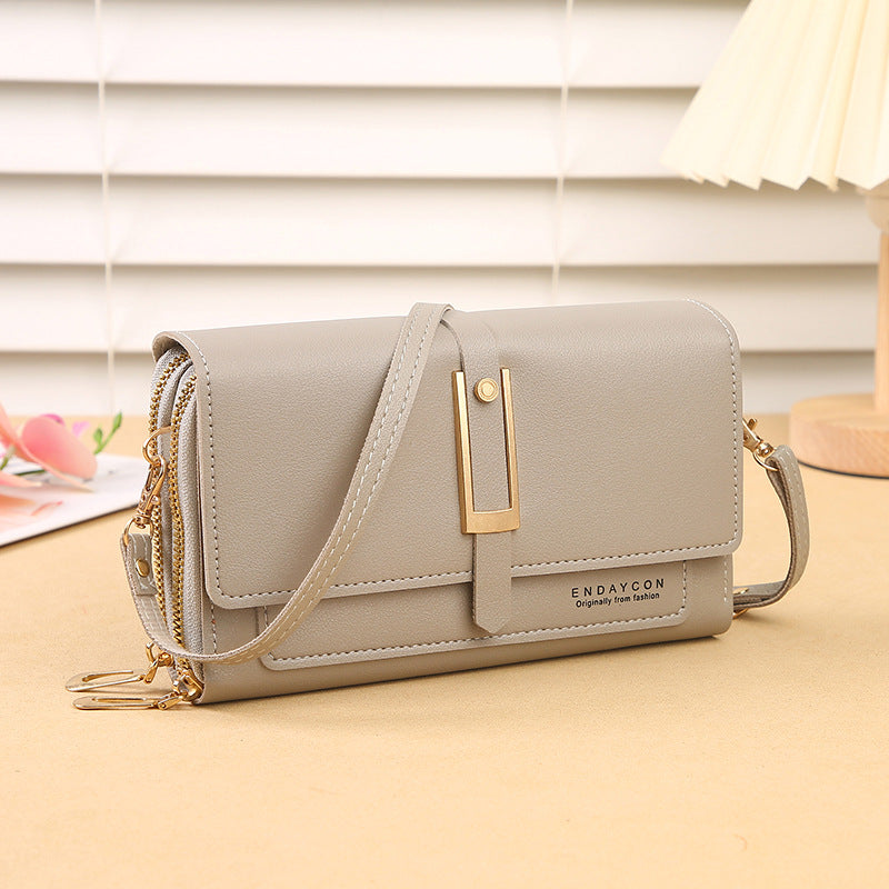 Women's Korean Stylish Versatile Zipper Solid Color Shoulder Bags