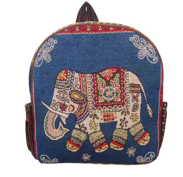 Style Gold Silk Embroidered Elephant National Backpacks