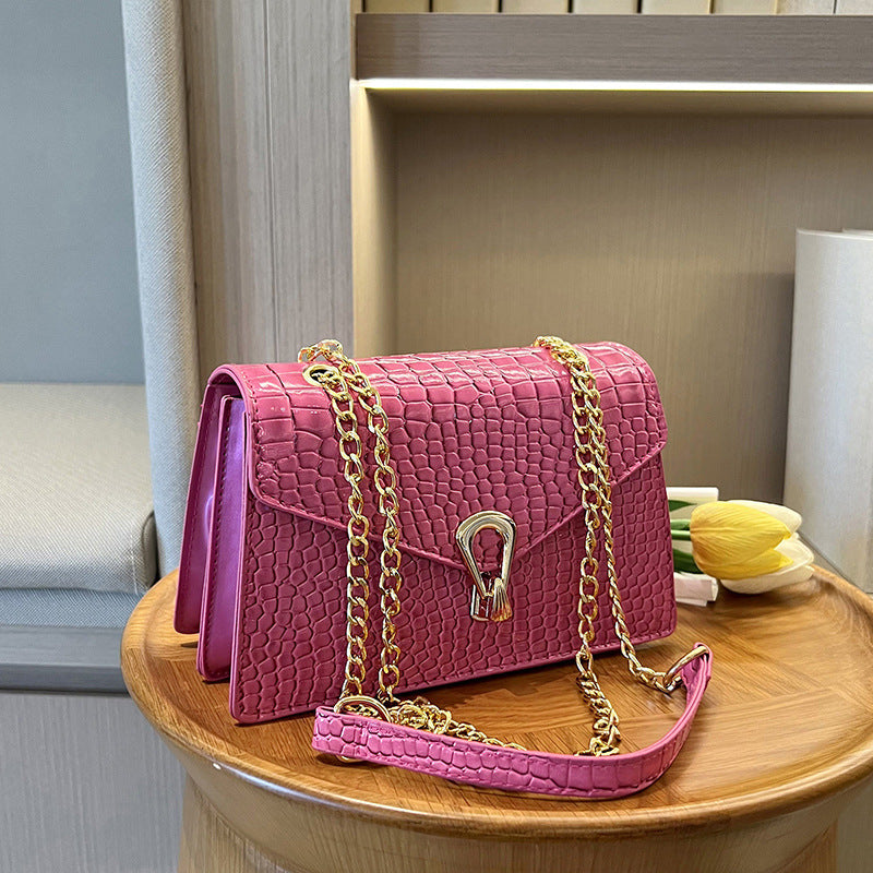 Women's Red Crocodile Pattern Chain Springtide Flow Crossbody Bags