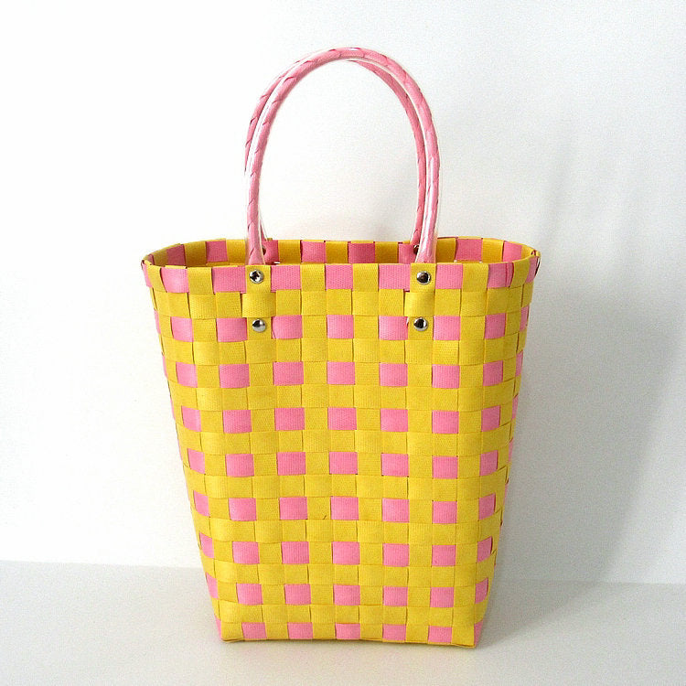 Women's Plastic Woven Knitted Basket Handmade Decorative Creative Handbags