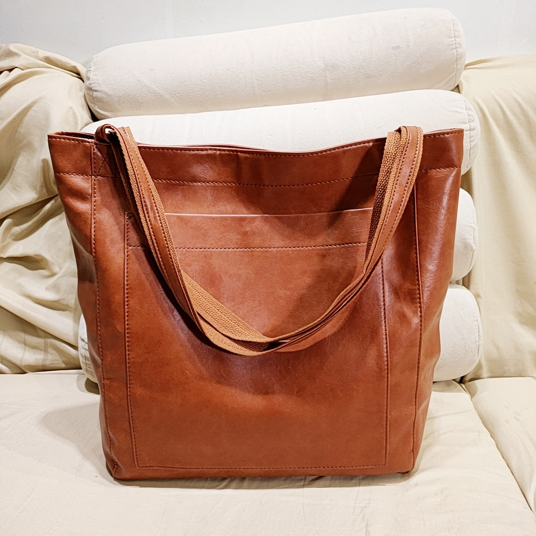 Women's Pocket One Retro Oil Waxed Large Capacity Bags