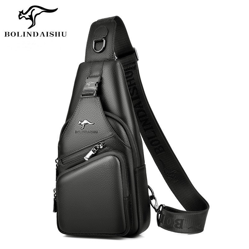 Men's Durable First Layer Cowhide Leather Men's Chest Bags
