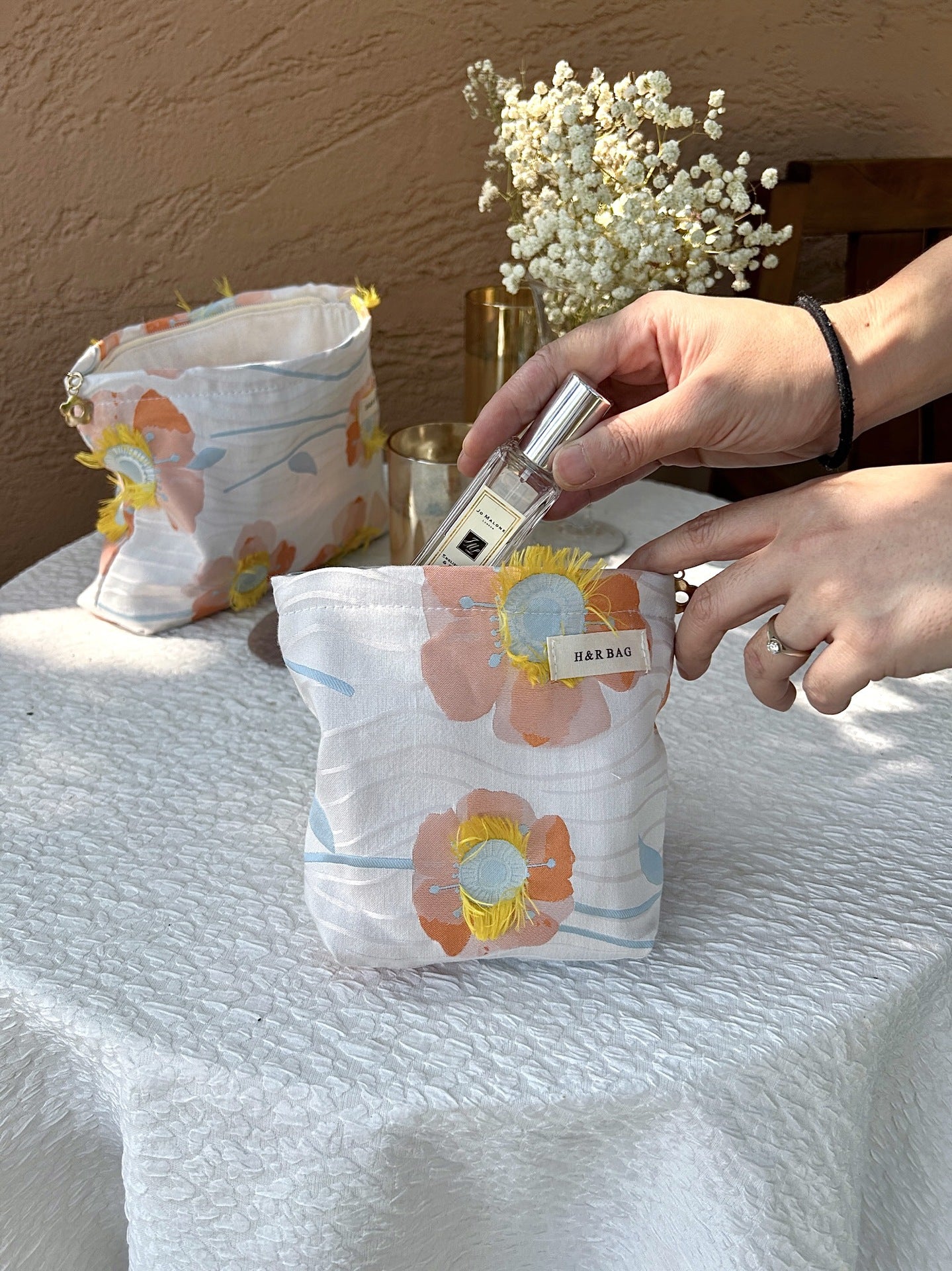 Casual Fresh Yarn-dyed Large Capacity Buggy Cosmetic Bags