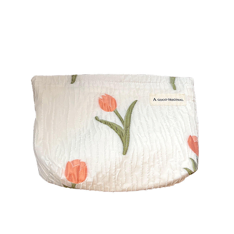 Fresh Flower Tulip Portable Storage Large Cosmetic Bags