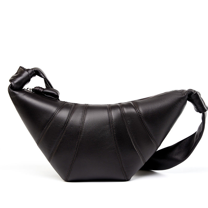 Women's Layer Sheepskin Lazy Feeling Croissant Genuine Crossbody Bags