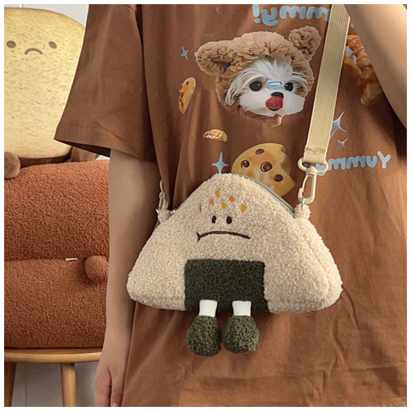 Fan Rice Ball Plush Funny Expression Bags