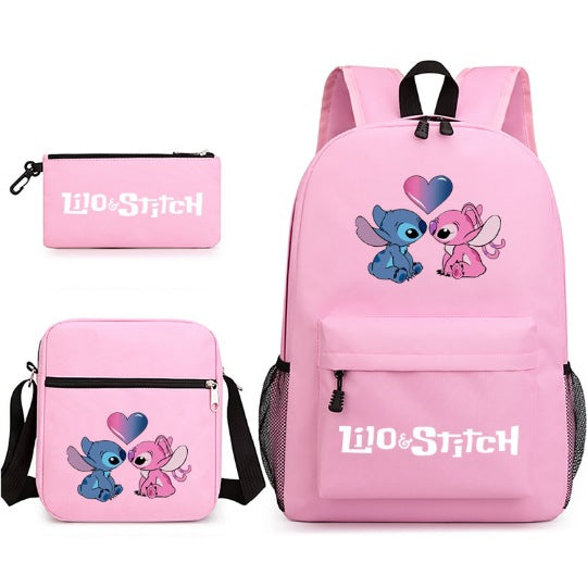 Star Stitch Pencil Black Three-piece Set Backpacks