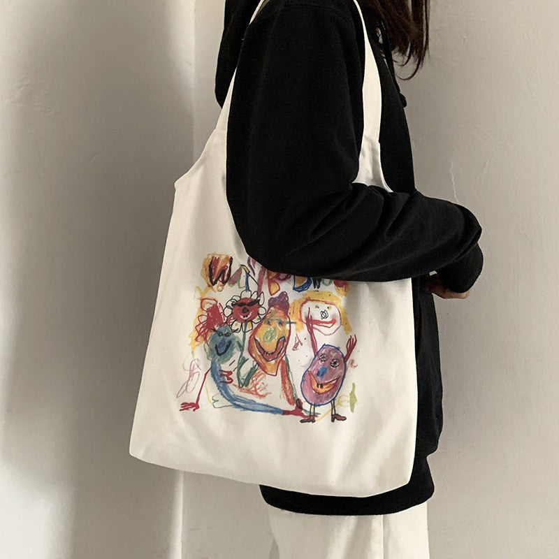 Female Fruit Orange Artistic College Simple Portable Shoulder Bags