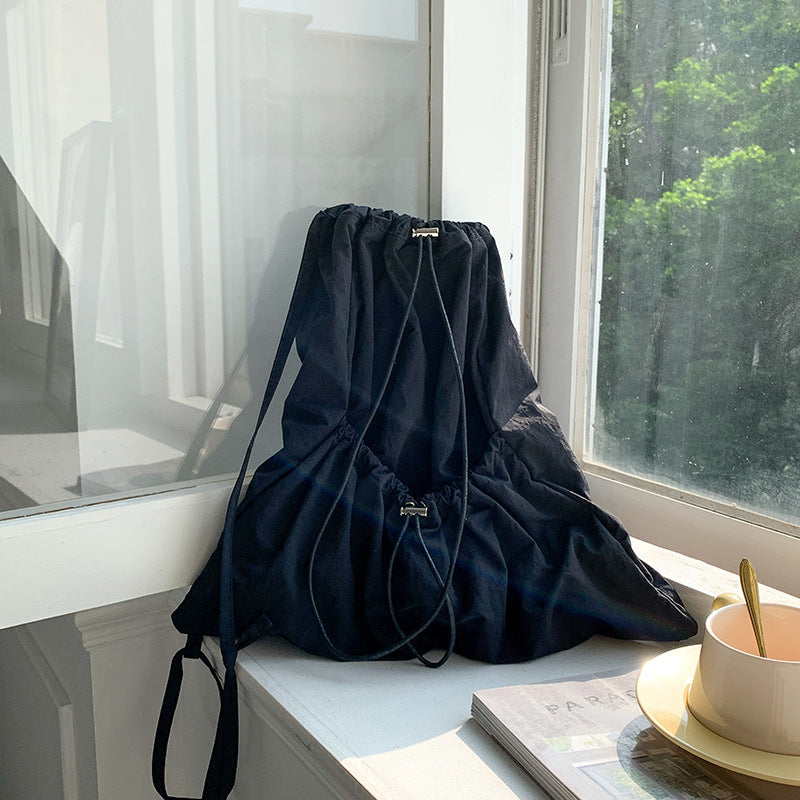 Niche High-grade Large Capacity Pleated Drawstring Backpacks