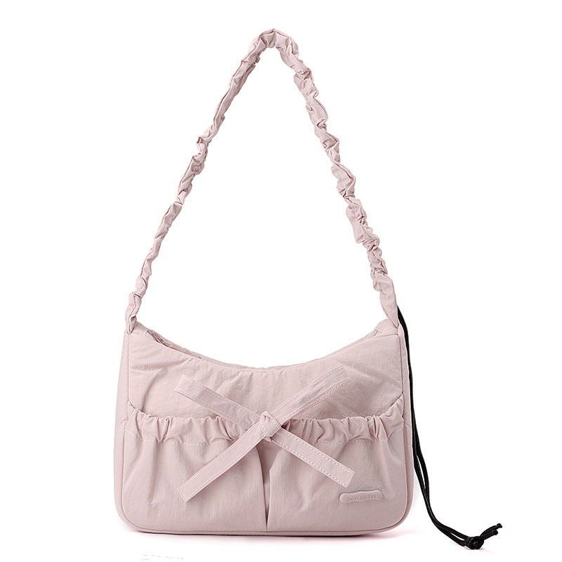 Women's Korean Ballet Style Drawstring Ruffle Bow Shoulder Bags