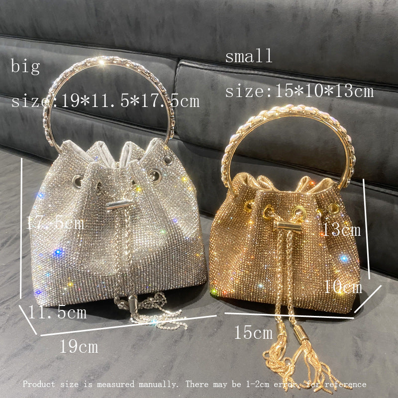Women's Beautiful Rhinestone Round Chain Diamond Shoulder Bags
