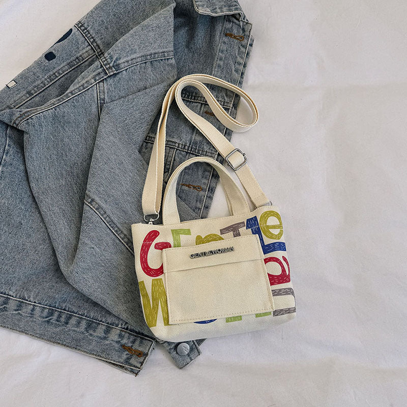 Thailand Design Canvas Contrast Color Letters Shoulder Bags