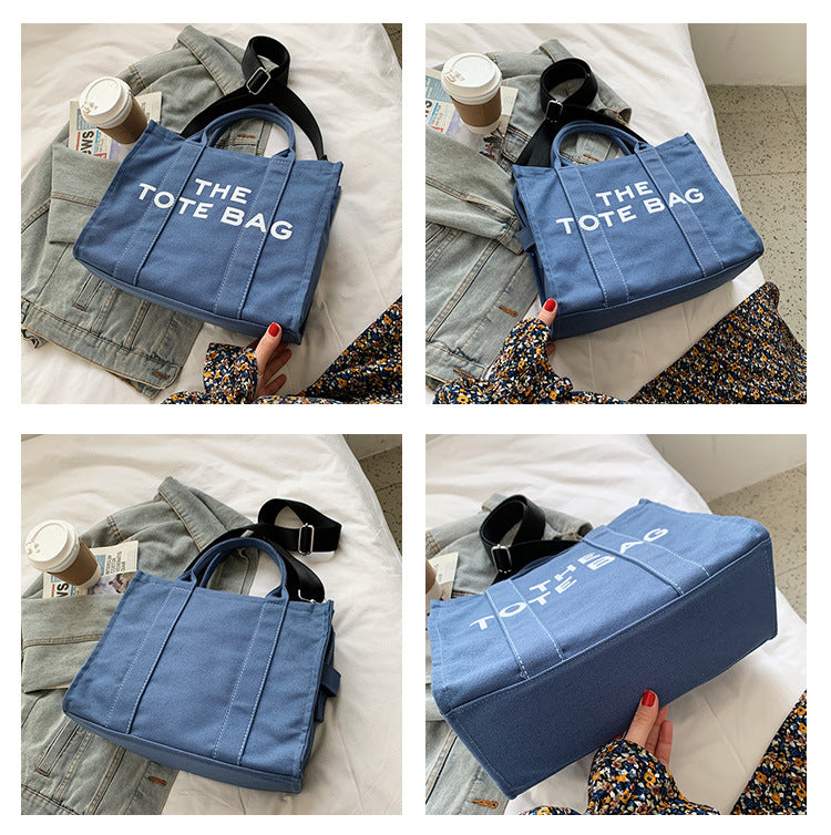 Women's Portable Canvas Simple Large Capacity Shoulder Bags