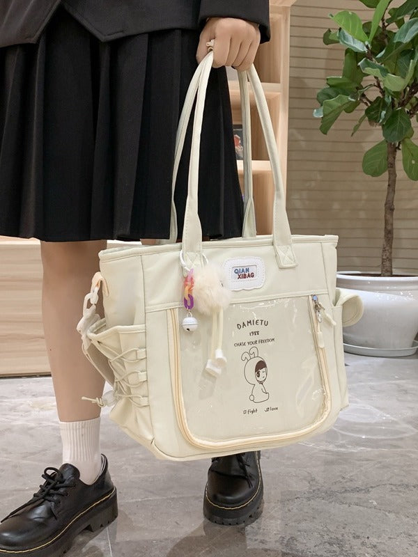 Transparent Female Portable Cartoon Large Capacity Crossbody Bags