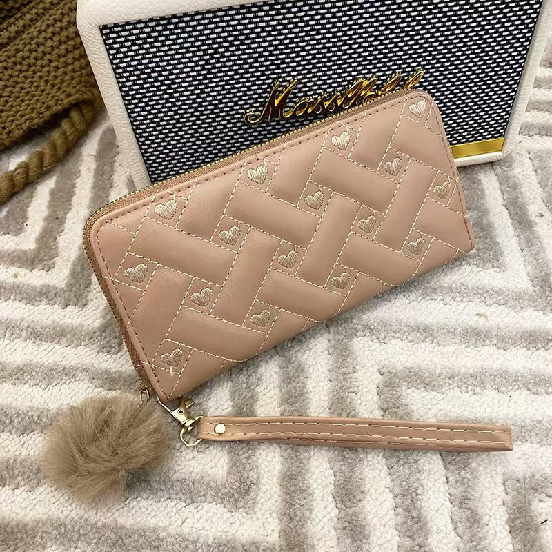 Women's Summer Indentation Mid-length Clutch Trendy Love Change Mobile Ladies Wallet