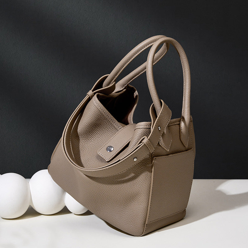 Women's Leather Vegetable Basket Elegant Soft Portable Bags