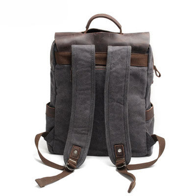 Canvas Neutral College Style Cotton With First Layer Crazy Horse Backpacks