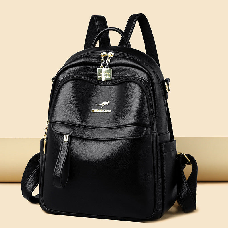 Fashion Mother Soft Leather Large Capacity Backpacks