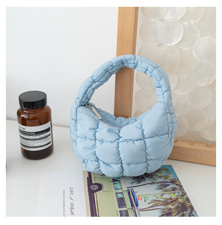 Women's Pleated Cloud Niche Plaid Bubble Down Handbags