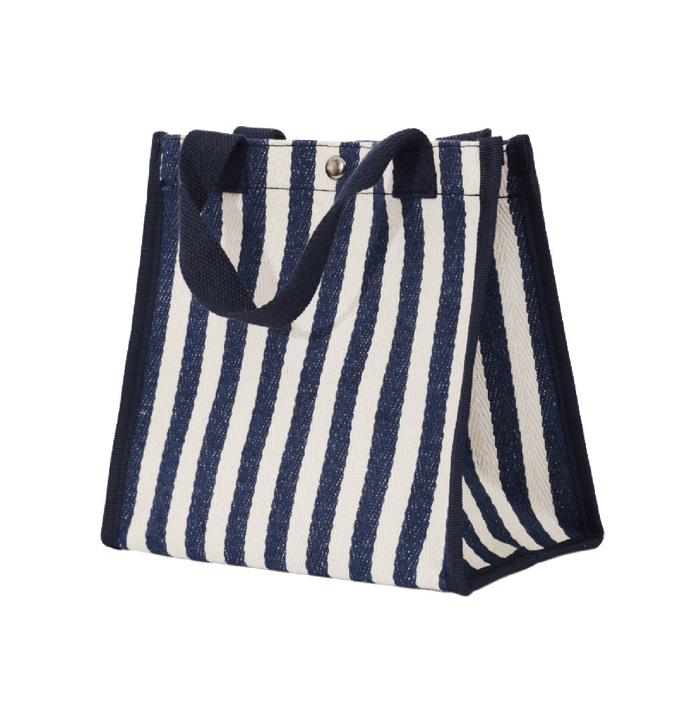 Striped Shopping Portable Thick Canvas Mom Handbags