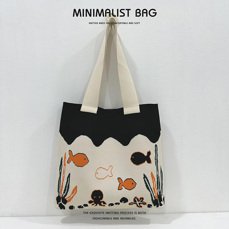 Women's Octopus Cartoon Versatile Large Capacity Good-looking Shoulder Bags