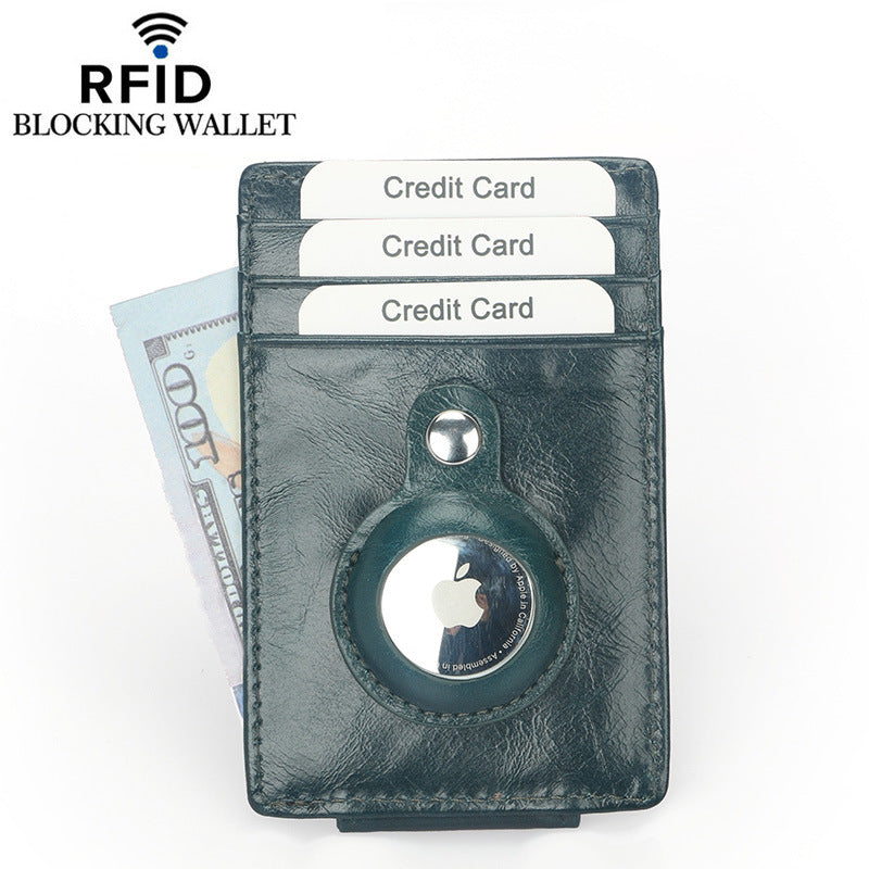Apple Tracker Protective First Layer Cowhide Card Holder